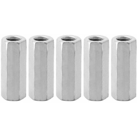 5Pcs Écrou Manchon Acier Carbone M12, Manchon Hexagonal M12 50, Ecrou Long M12 de Connecteur Tige Filetée M12 de Douille Écrou Fixations Filetées (M1250-15mm)