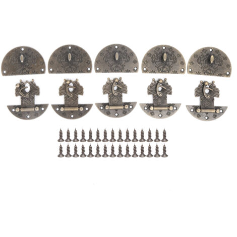 5Pcs Fermoir Antique en Alliage Vintage pour Boîte à Bijoux, Coffret Cadeau ou Meuble - Boucle de Verrou Solide