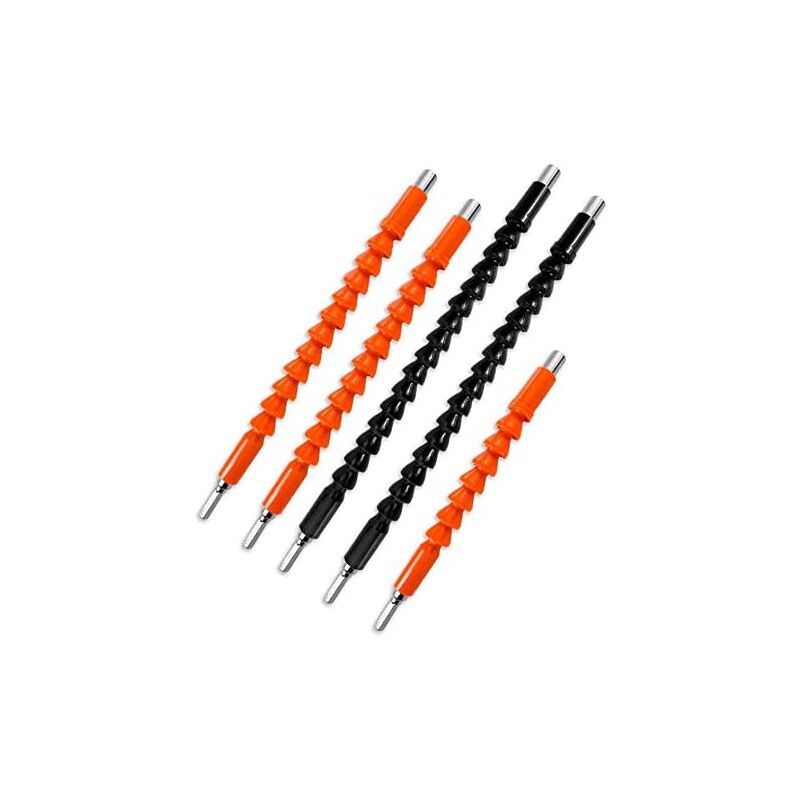 Linghhang - 5pcs Flexible Drill Bit Extensions, 300 250 200mm 1/4'' Hex Shank Connection Screwdriver Shaft Tip Quick Connect Flex Drive Adapter Power