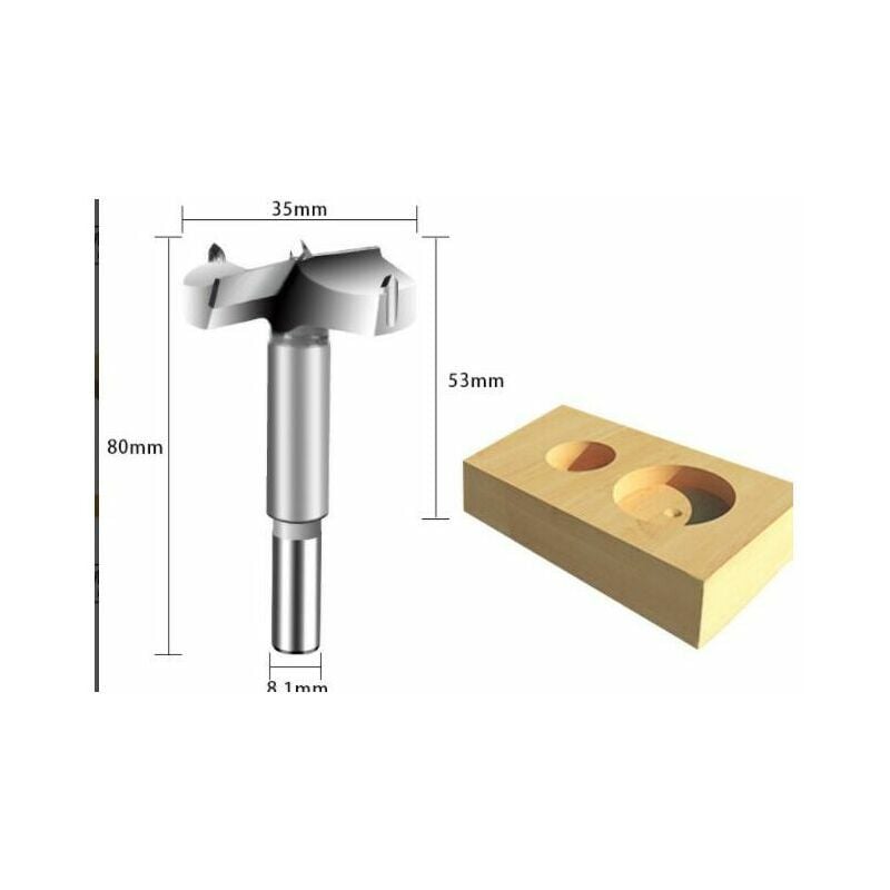 5pcs forets à bois diamètre 35/40/45/50/60mm foret à fraiser en carbure pour façonner des trous pour le travail du bois, installer des portes à