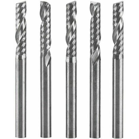 5pcs Fraise au Carbure de Tungstène 3.175mm (1/8") Tige Seule Flûte Fraise CNC Fraises Rotatives Mis Peu