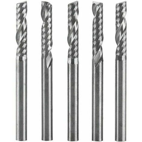 5pcs Fraise au Carbure de Tungstène 3.175mm (1/8) Tige Seule Flûte Fraise CNC Fraises Rotatives Mis Peu