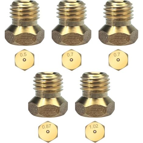 LAUWEXE 5Pcs Gicleur gaz Butane Universels pour plaque de cuisson au gaz naturel GPL, jets, buses et injecteurs, 1 de 0,5 cm, 2 de 0,7 cm, 1 de 0,87 cm, 1 de 1,02 cm