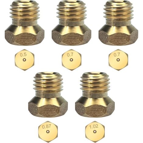 LAUWEXE 5Pcs Gicleur gaz Butane Universels pour plaque de cuisson au gaz naturel GPL, jets, buses et injecteurs, 1 de 0,5 cm, 2 de 0,7 cm, 1 de 0,87 cm, 1 de 1,02 cm
