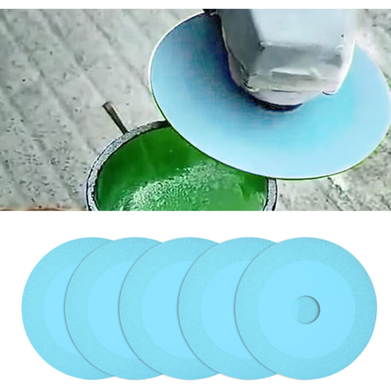 5pcs Glass Cutting Disc 100mm 4 Inch Diamond Glass Cutting Disc Ultra Thin Saw Blade for Grinding Jade Glass Wine Bottles Tile Blue