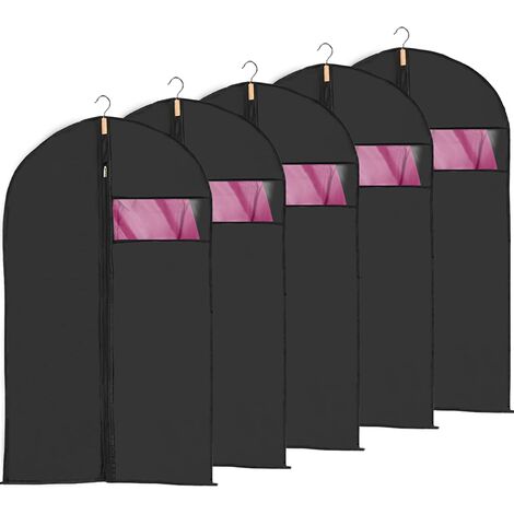 5pcs Housses Vetement Fenêtre Transparente Visible Housse Veste Costume Anti Poussière Etanche Mite Humidité 60x100cm Noir Ternel