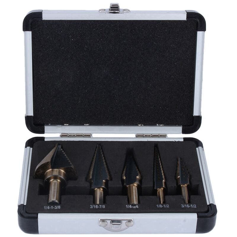 Image of Qiyao - 5Pcs hss Schritt Bohrer Bits Senker Schritt Bohrer Kit Power Tool mit Lagerung Box