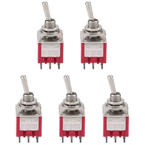 5Pcs Interrupteur à Bascule à 3PDT 9 Broches 6mm 2A / 250VAC 5A / 120VAC ON-ON 2 Position