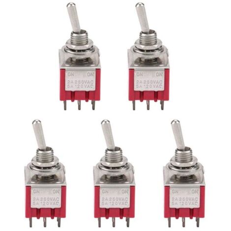 5Pcs Interrupteur à Bascule à 3PDT 9 Broches 6mm 2A / 250VAC 5A / 120VAC ON-ON 2 Position