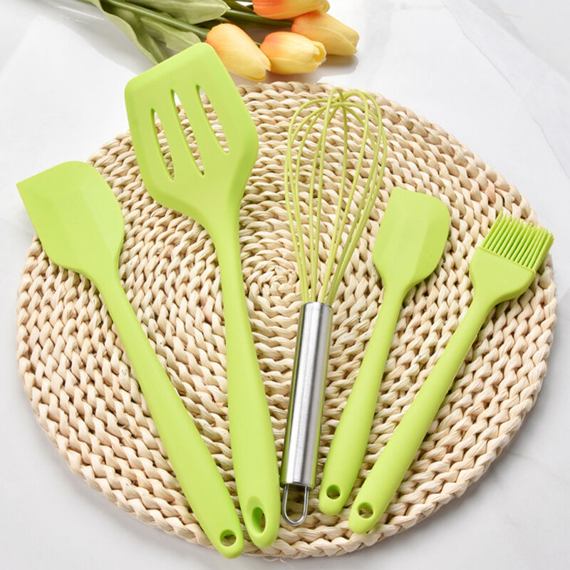 

Happyshopping - 5PCS Juego de utensilios de cocina de cocina Juego de utensilios de cocina de silicona Utensilios de cocina antiadherentes Juego de