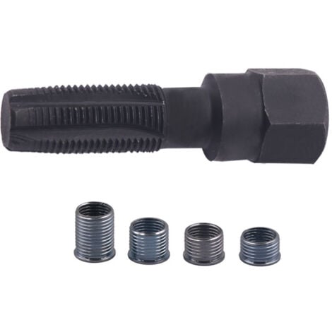 5pcs Kit de réparation pour Filetage de Bougies d'allumage M14 x 1,25, Kit de refiletage de Culasse, Rethreading Bougie, Outil de réparation de Filetage de Cylindre d'alésoir de 14 mm