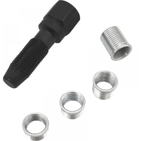 5pcs Kit de réparation pour Filetage de Bougies d'allumage M14 x 1,25, Kit de refiletage de Culasse, Rethreading Bougie, Outil de réparation de Filetage de Cylindre d'alésoir de 14 mm