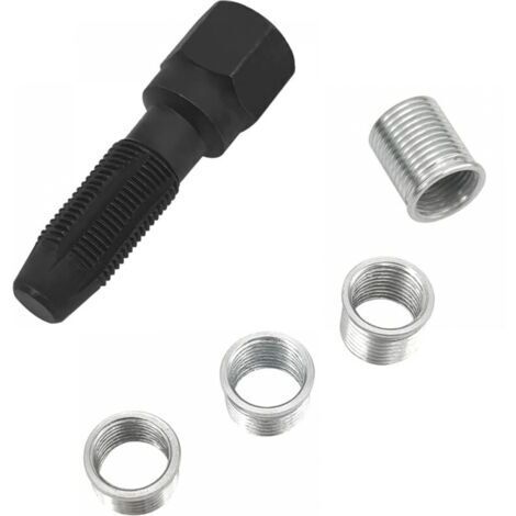 5pcs Kit de réparation pour Filetage de Bougies d'allumage M14 x 1,25, Kit de refiletage de Culasse, Rethreading Bougie, Outil de réparation de Filetage de Cylindre d'alésoir de 14 mm