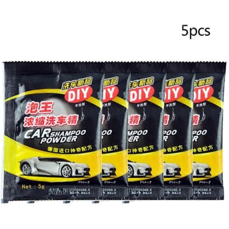 5Pcs lessive auto en poudre, shampoing nettoyant multifonction pour voiture, kit de lavage efficace et puissant.