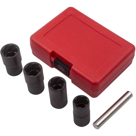 5pcs Locking Wheel Lug Nut Remover Worn Locked Studs 1/2" 17mm 19mm 21mm 22mm