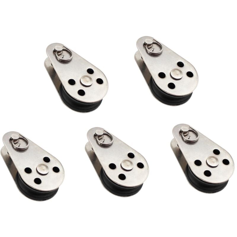 Image of 5PCS M25 Edelstahl Flaschenzug Anhänger Rad Heben Metall Hebe Pulley Roller