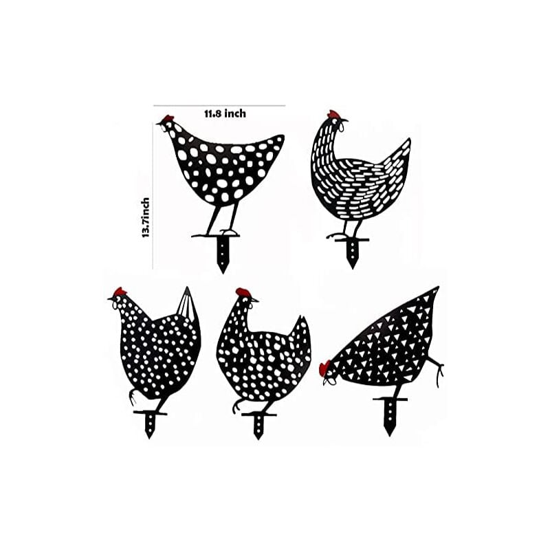 5PCS Métal Poulailler Art, Évider Coq Animaux Silhouette Statue Décor, Ornements Réalistes Poule Cour Décoratif, Voie, Décoration De Sol, Jardin,