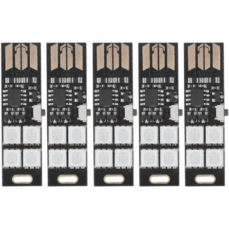 5Pcs Mini Lampe USB Multicolore RGB, 7 Couleurs, Ultra Fine Rétroéclairage TV, LED pour Ambiance Lumineuse, DC5V