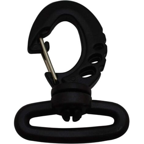 5Pcs Mousqueton ovale pivotant en plastique noir avec fermoir mousqueton