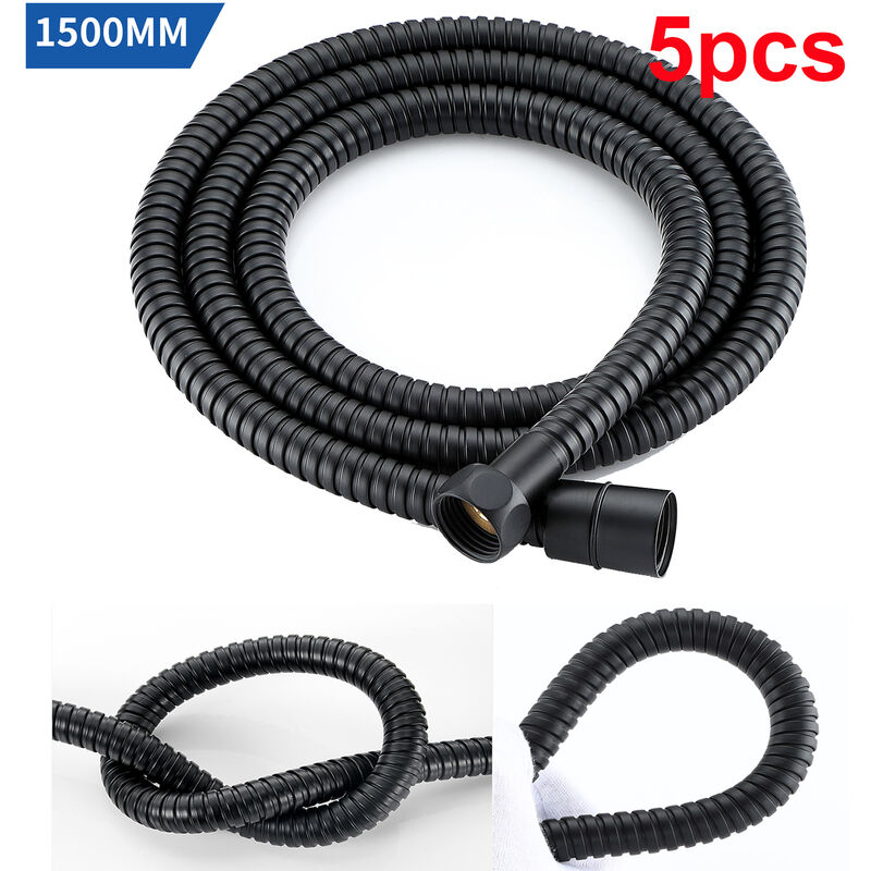 

5pcs 1.5M Negro Manguera de ducha Acero Inoxidable 1500MM Flexible Flexo de ducha, Universal, Anti-torsión, Anti-explosión Lonheo 150cm Tubo de ducha