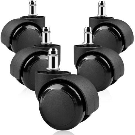 5pcs Office Chair Caster Wheels 11 x 22mm 360° Rotation for Gaming Chairs, Silent Replacement Casters No Scratches, Black