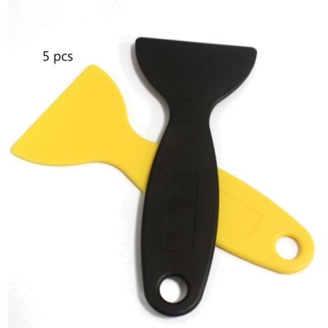 5pcs Petit grattoir pour film de téléphone portable, outil de grattoir pour film de voiture, spatule en plastique, petit couteau à neige pour le nettoyage, petit couteau à mastic-jaune + noir