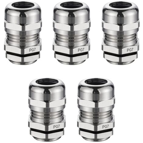 5pcs PG7 cable glands, IP68 waterproof cable connectors, 12.5mm brass dustproof cable connectors, can be used for connecting 3-6.5mm cables