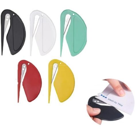 5pcs Plastique Efficace Ouvere Courrier,Coupe-Papier Avec Lame En Métal,Mini Ouvre-Lettres En Plastique pour Emballer Courrier et
