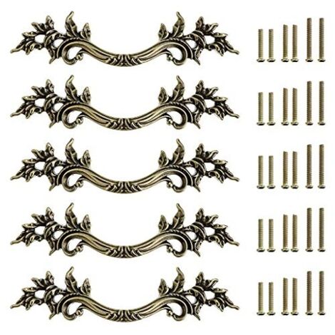 5pcs Poignée de porte vintage Bouton de Porte de Placard rétro,décorer le Tiroir, la Commode, Placard, Meuble etc. (bronze)