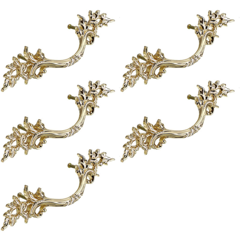5pcs Poignée de porte vintage Bouton de Porte de Placard rétro,décorer le Tiroir, la Commode, Placard, Meuble etc. (dorée)