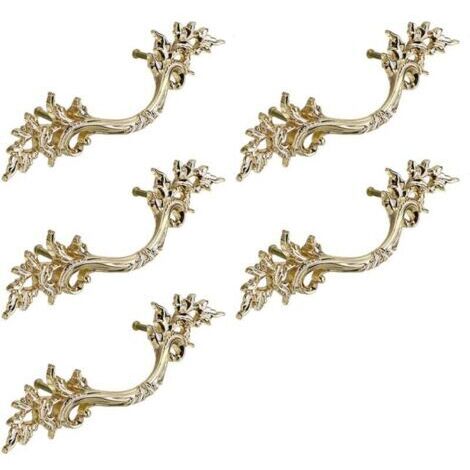 5pcs Poignée de porte vintage Bouton de Porte de Placard rétro,décorer le Tiroir, la Commode, Placard, Meuble etc. (dorée)