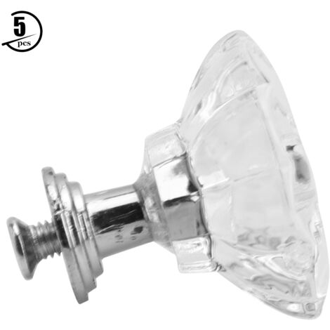 5PCS Poignées de Tiroir en Cristal Acrylique Style Européen, Forme Fleur pour Portes et Armoires