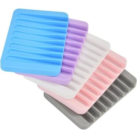 5pcs Porte-Savon en Silicone, Porte-Savon Douche, Plateau à Savon, Porte Savons Boîte à Savon, Porte-Savon Salle de Bain pour D A32