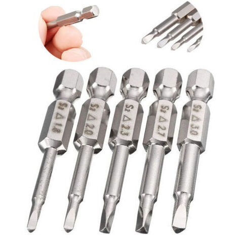 5Pcs Queue Hex Embouts de Tournevis Électriques à Tête Triangulaire Bits Set 50mm Embouts de Vissage Magnétique de Tige Hexagonale 6,35mm en Acier S2 à Pointe Triangle 1,8/ 2,0/ 2,3/ 2,7/ 3,0mm,