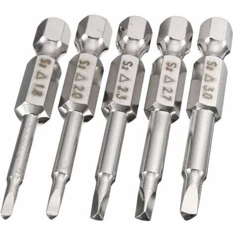 5Pcs Queue Hex Embouts de Tournevis Électriques à Tête Triangulaire Bits Set 50mm Embouts de Vissage Magnétique de Tige Hexagonale 6,35mm en Acier S2 à Pointe Triangle 1,8/ 2,0/ 2,3/ 2,7/ 3,0mm,