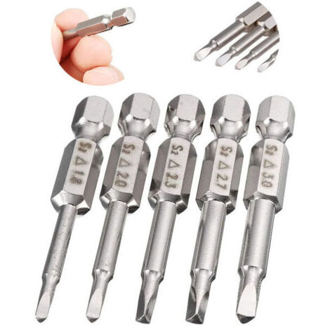 5Pcs Queue Hex Embouts de Tournevis Électriques à Tête Triangulaire Bits Set 50mm Embouts de Vissage Magnétique de Tige Hexagonale 6,35mm en Acier S2 à Pointe Triangle 1,8/ 2,0/