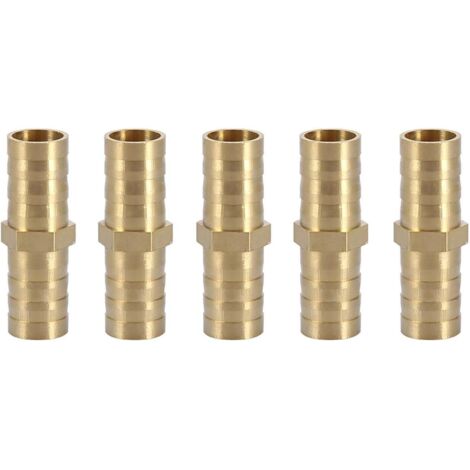 5pcs Raccord de Tuyau Droit à Deux Voies en Laiton Barbelé Connecteur Tube Jonction 6/8/10/12/14/mm (10mm) - 10 mm