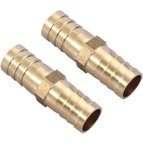5pcs Raccord de Tuyau Droit à Deux Voies en Laiton Barbelé Connecteur Tube Jonction 6/8/10/12/14/mm (10mm) - 14mm