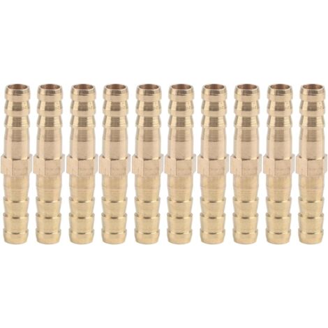 5pcs Raccord de Tuyau Droit à Deux Voies en Laiton Barbelé Connecteur Tube Jonction 6/8/10/12/14/mm (10mm) - 6mm