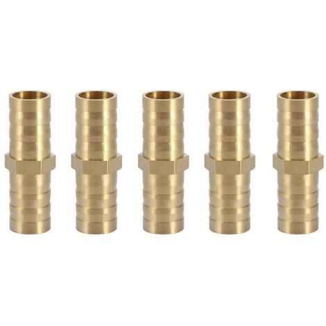 5pcs Raccord de Tuyau Droit à Deux Voies Raccord en Laiton Barbelé Connecteur de Tube Jonction 6/8/10/12/14/mm (10mm)