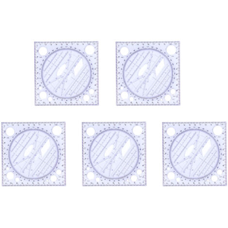 5Pcs Règle Multifonction Transparente Légère Flexible Rotative à 360° pour École et Bureau
