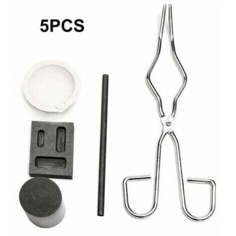 5Pcs Resistant A La Chaleur Coulee De Lingotiere Outil Smelting Or Argent Fournaise Kit Scrap Bijoux Raffinage De Fusion Metal Or Forge Set Graphite Fonderie Creuset Pour La Fusion Experience C