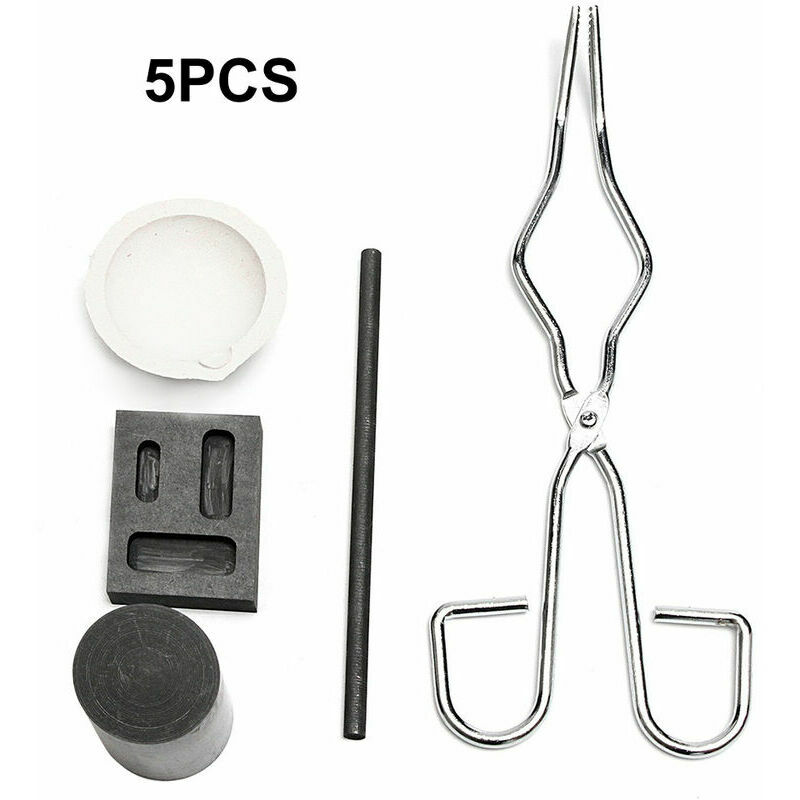 Lucky-88 - 5Pcs Resistant a La Chaleur Coulee De Lingotiere Outil Smelting Or Argent Fournaise Kit Scrap Bijoux Raffinage De Fusion Metal Or Forge