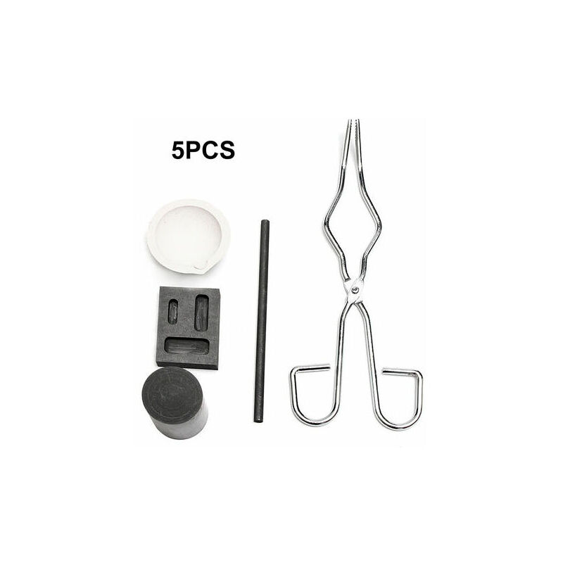 5Pcs Resistant a La Chaleur Coulee De Lingotiere Outil Smelting Or Argent Fournaise Kit Scrap Bijoux Raffinage De Fusion Metal Or Forge Set Graphite