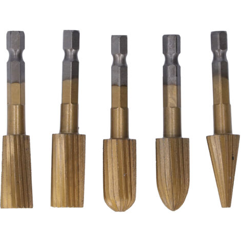 5Pcs Rotary File Burr Grinding Bit High Speed Steel Hex Shank Tool Set Kit for Plastic Stone