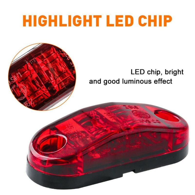 Image of 5Pcs Rote led 2.5 '2 Diode Licht Oval Freiheit Anhänger Lkw Seite Marker Lampe