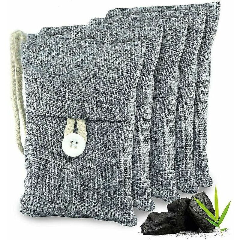 5pcs Sac Déshumidificateur Naturel Purificateur d'Air Anti-Moisissure, Désodorisant pour Linge de Garde, Absorbeur d'Humidité à Charbon Actif pour