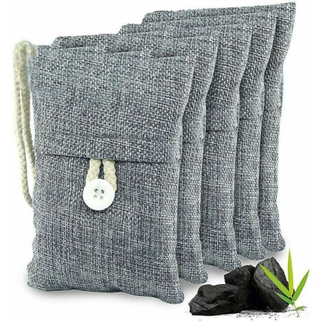 5pcs Sac Déshumidificateur Naturel Purificateur d'Air Anti-Moisissure, Désodorisant pour Linge de Garde, Absorbeur d'Humidité à Charbon Actif pour Voiture, Chaussures, Tiroirs, Absorbeur d'Odeurs Cise