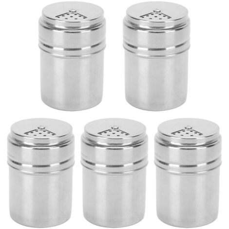 5PCS Seasoning Bottle Stainless Steel Spice Shaker with Rotating Cover Kitchen Gadget BBQ Tool