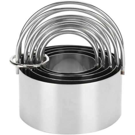 5PCS/Set Biscuits Cutter Stainless Steel Round Cookies Cutter with Handle Baking Dough Tools